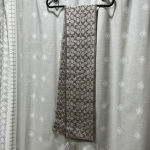COACH Signature Logo Wool Blend grey/Silver Metallic Reversible Scarf NWT